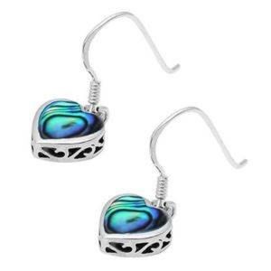 Sterling Silver Heart Shape Abalone Shell Earrings